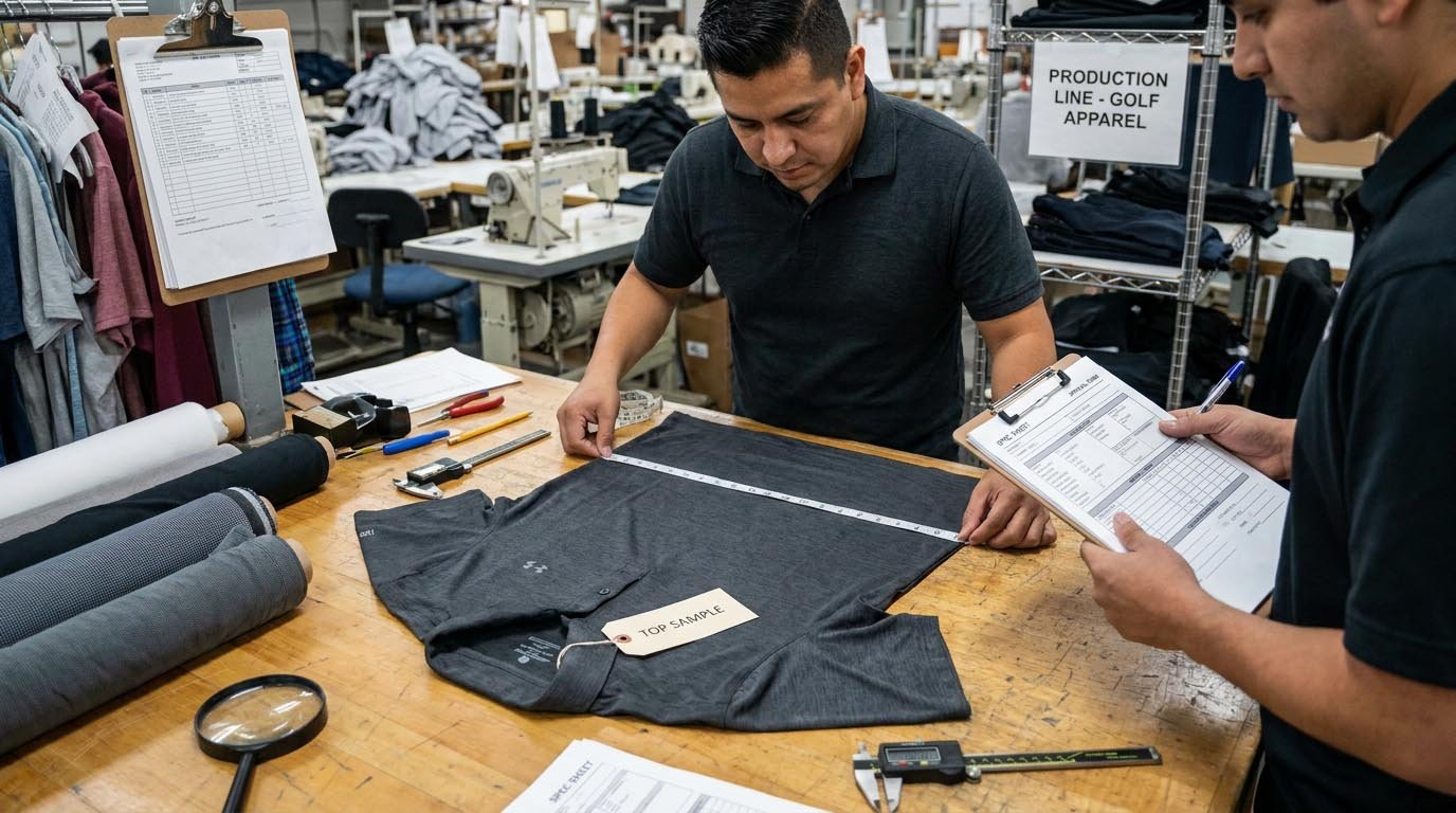Fabric shrinkage testing for golf apparel