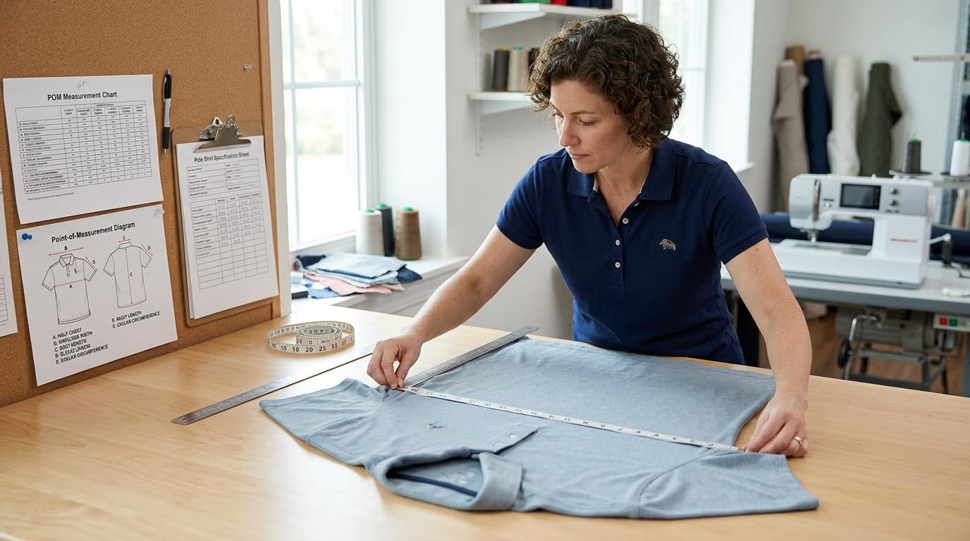 Golf apparel POM chart and measurement tolerance checklist Golf apparel POM measurement checklist