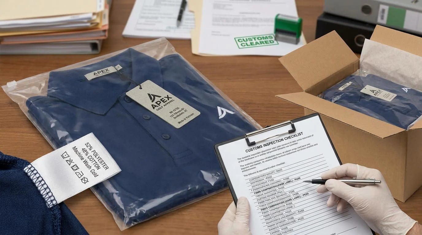 Golf apparel brand packaging and hangtags alt text