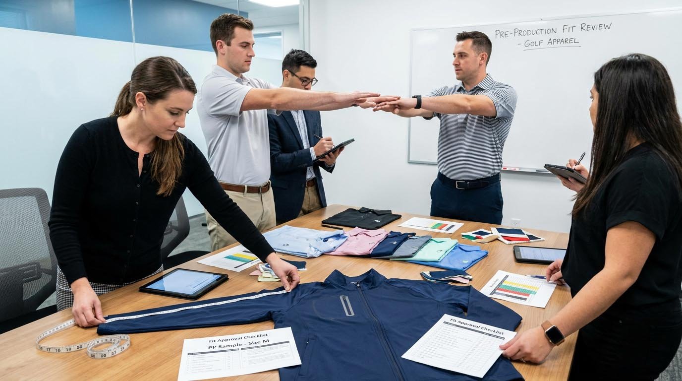 Golf apparel pre-production fit checklist