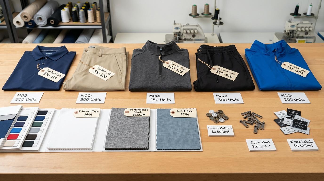 Golf apparel production cost factors