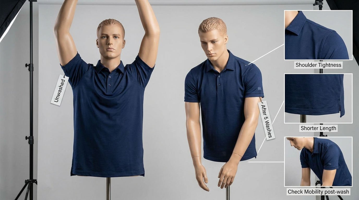 Golf polo shirt fit and mobility