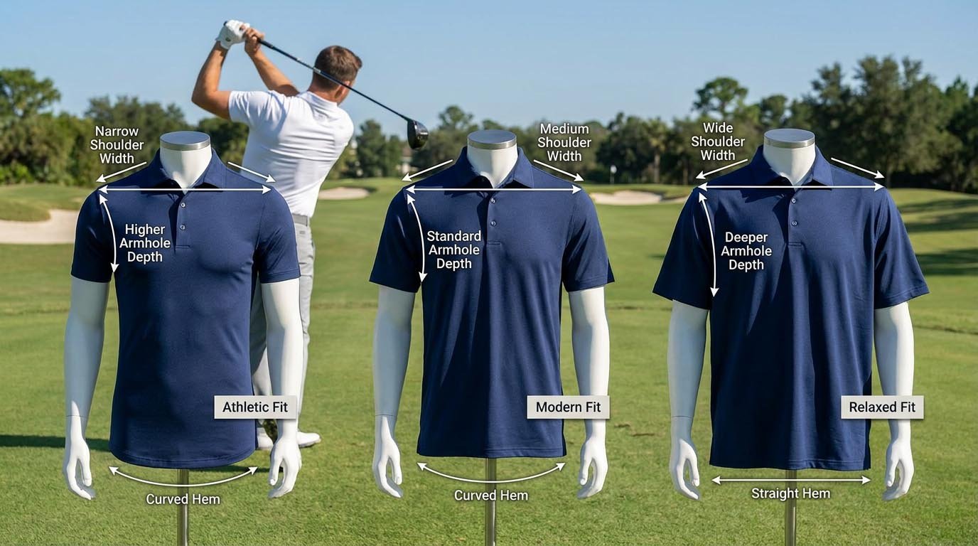 Golf polo shirt fit types Golf polo fit comparison