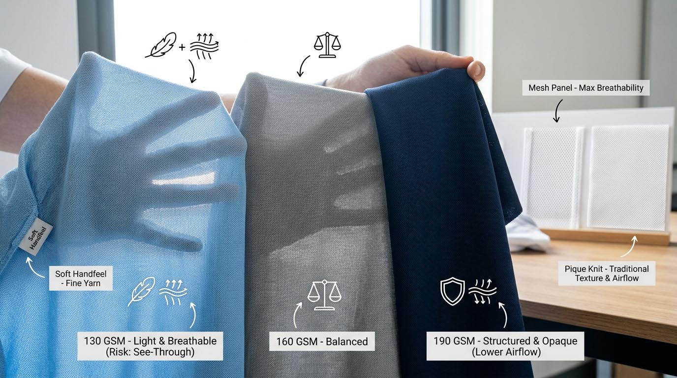 golf shirt fabric weight handfeel breathability guide fabric weight breathability golf shirts