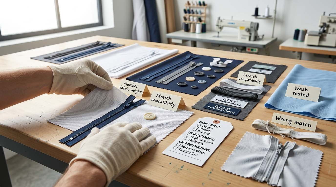 Golf Apparel Trims: Zippers, Buttons, Elastics, and Labels golf apparel trims selection guide