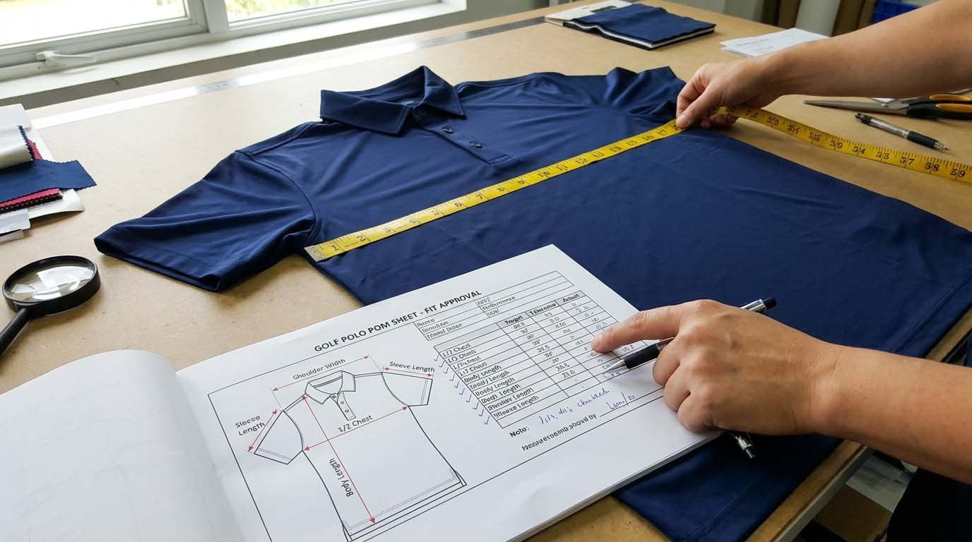 golf polo measurement chart POM sheet