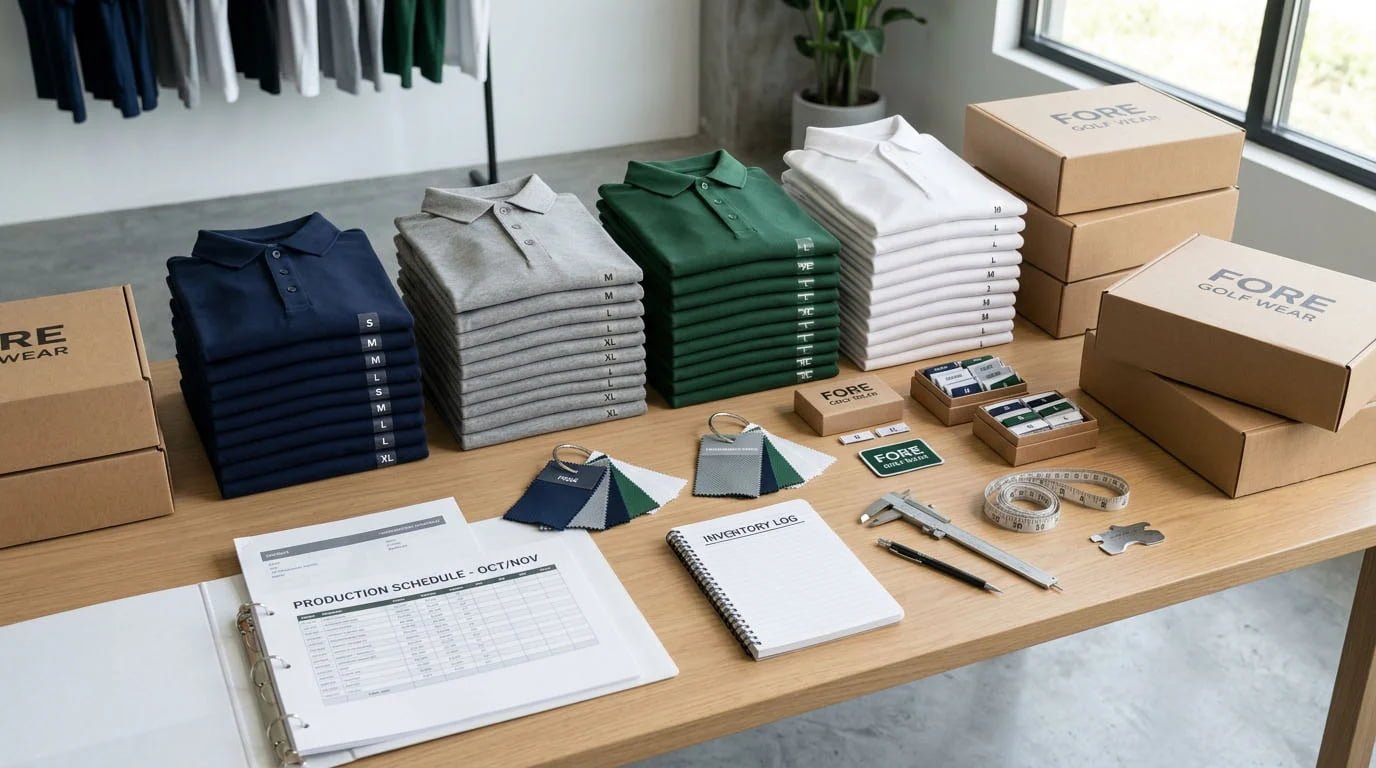 500-piece golf polo MOQ for scaling brands