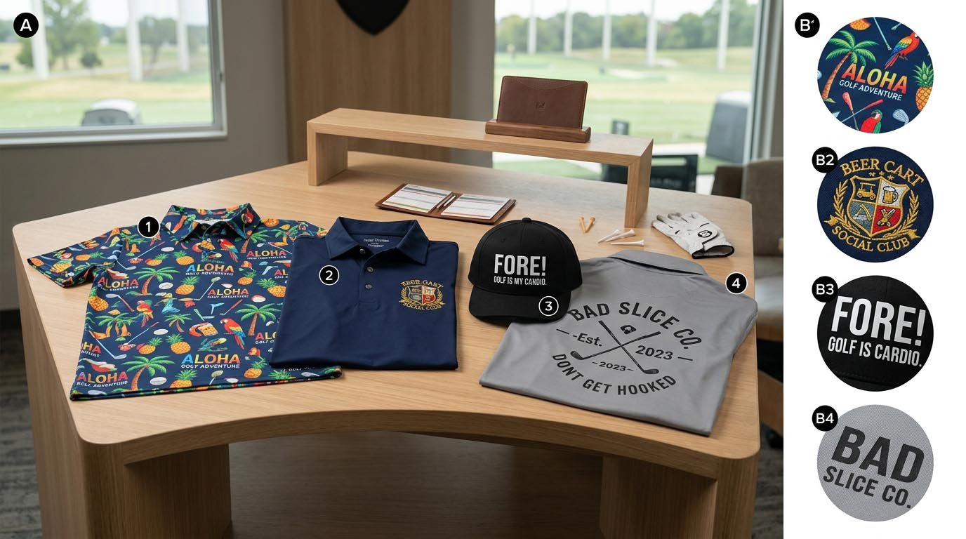 Custom golf outfit print methods