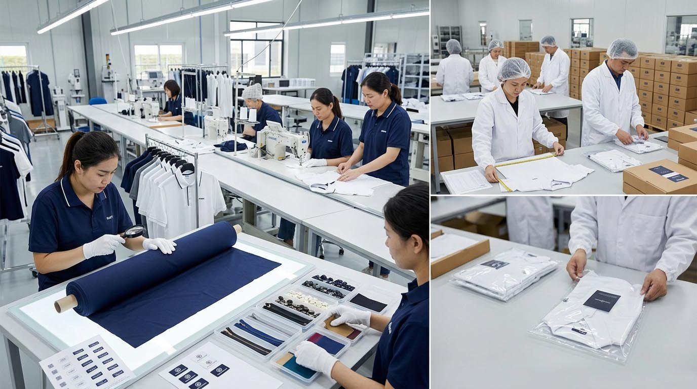 three stage golf apparel quality control