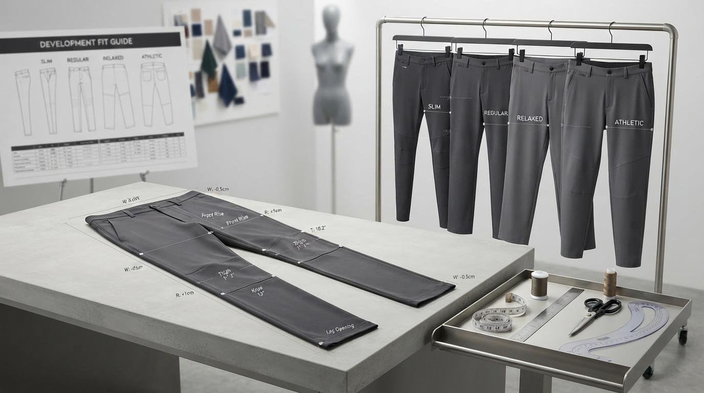 Golf Pants Fit Measurement Specifications Diagram Technical flat sketch showing measurement points on golf pants