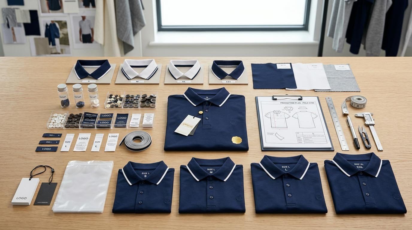 Golf Polo Pre-Production Setup Pre-Production Planning and Trim Approval