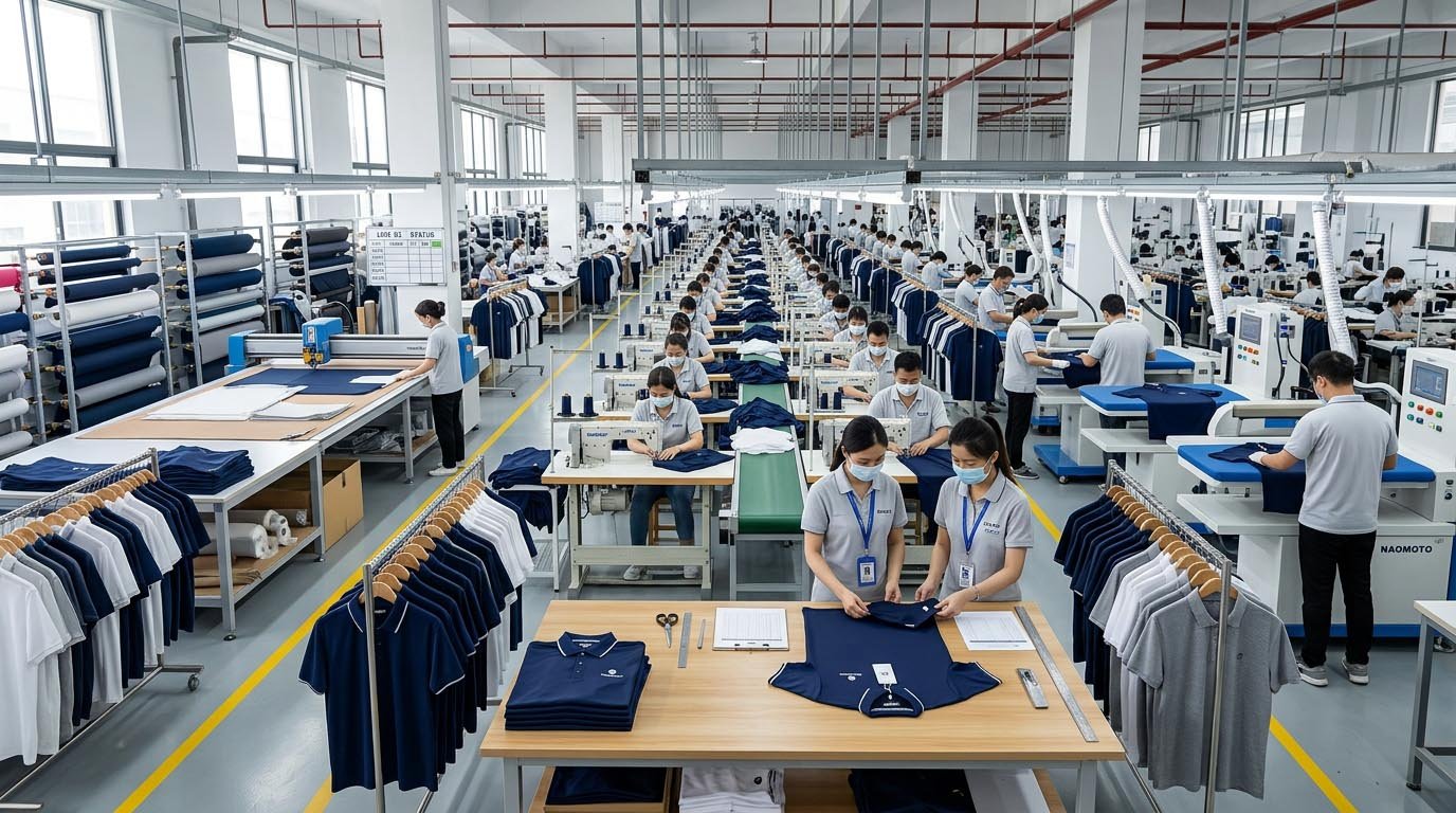 Golf apparel bulk production QC workflow