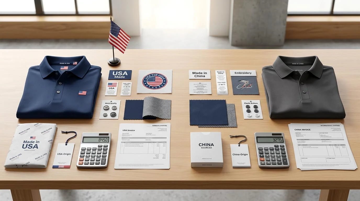 Golf apparel manufacturing cost USA vs China