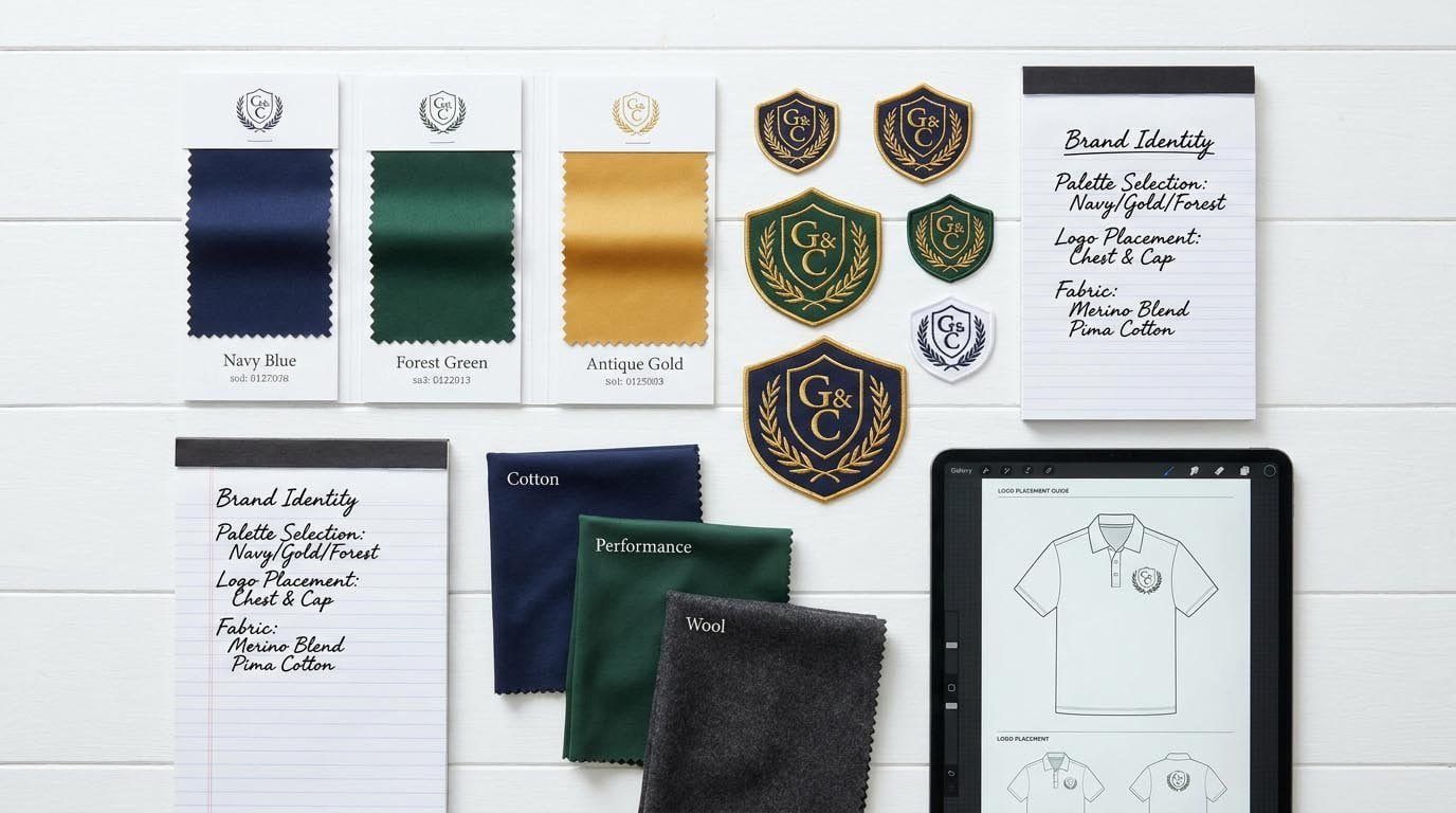Club identity colors and logo variations Golf club color palette and branding elements