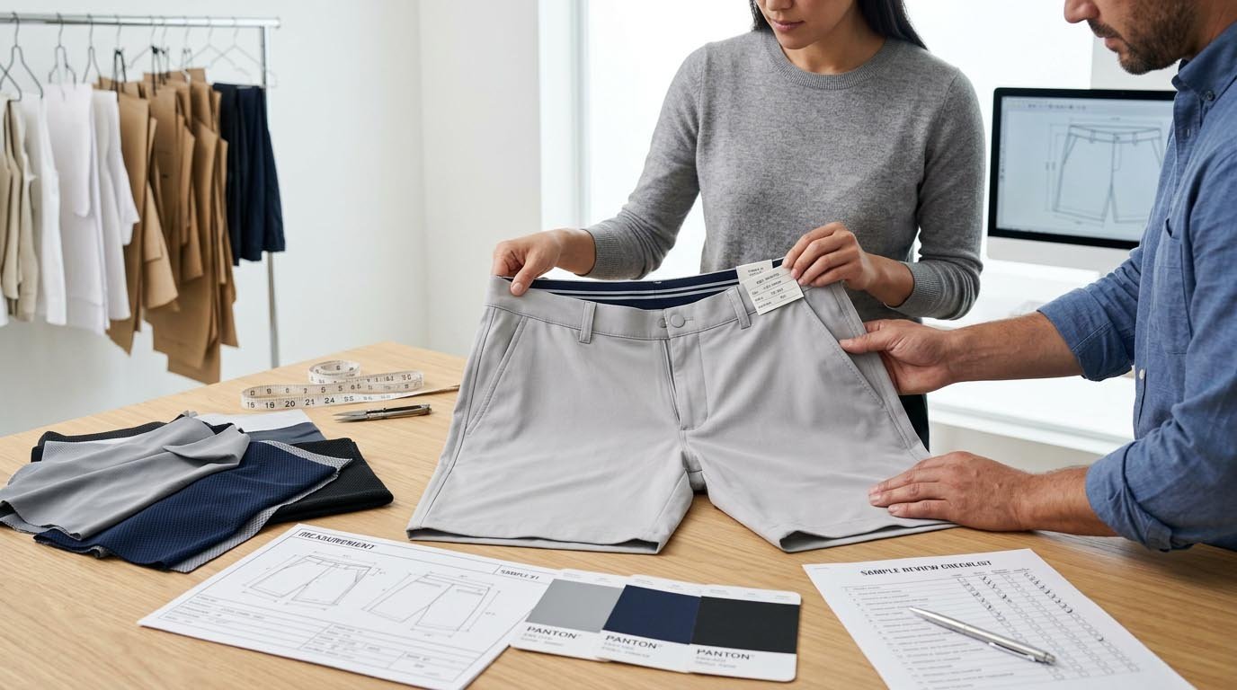 Golf shorts sample review checklist Golf shorts sampling and pre-production checks