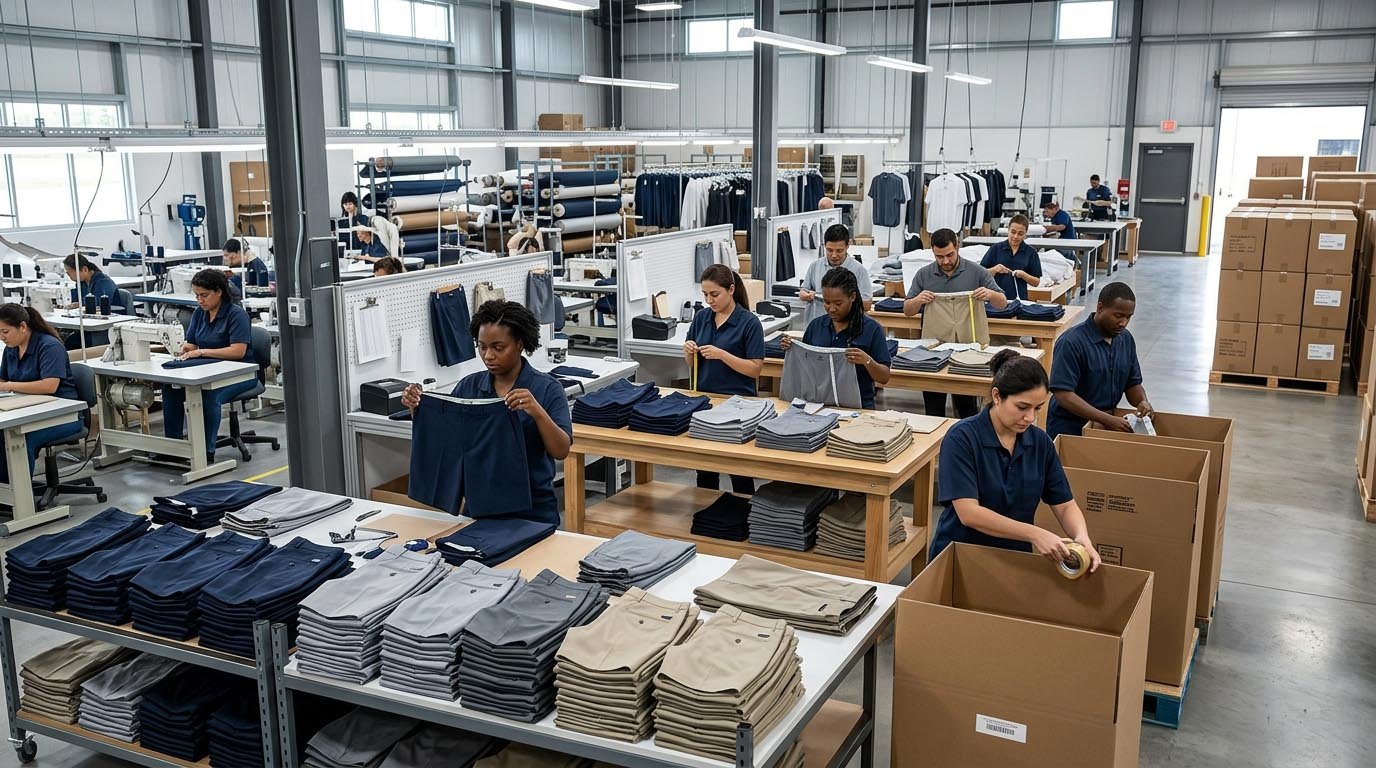 Bulk production and quality control for golf shorts
