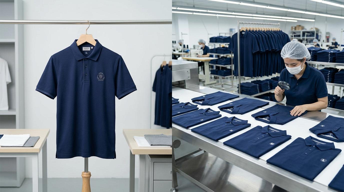 golf apparel sample room vs bulk production