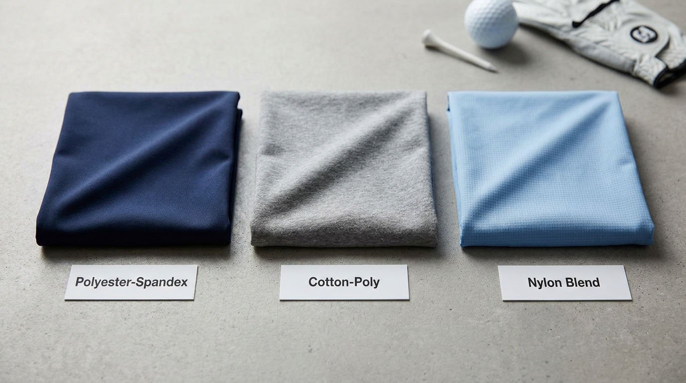 Stretch fabric blend comparison for golf wear