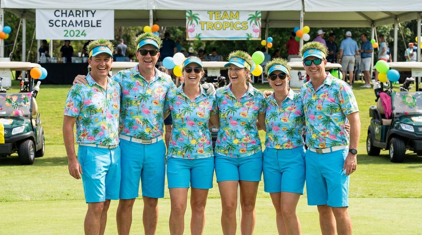 Funny team golf scramble outfits