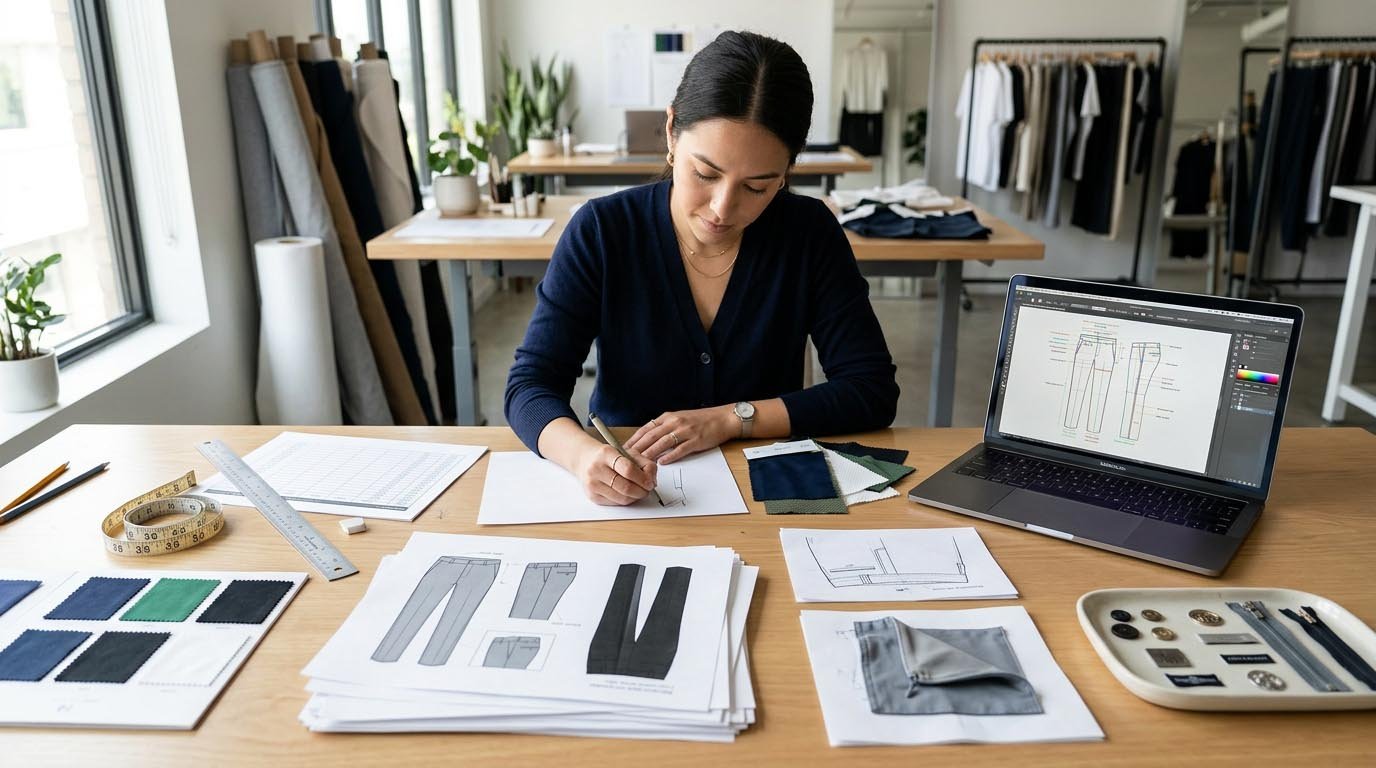 Technical design documentation for golf pants
