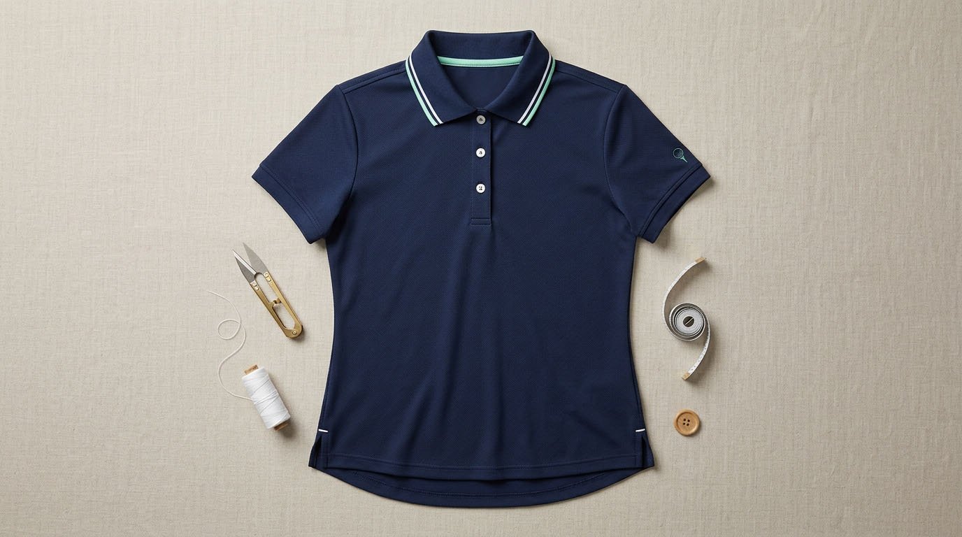 Women’s golf polo details collar sleeves hem