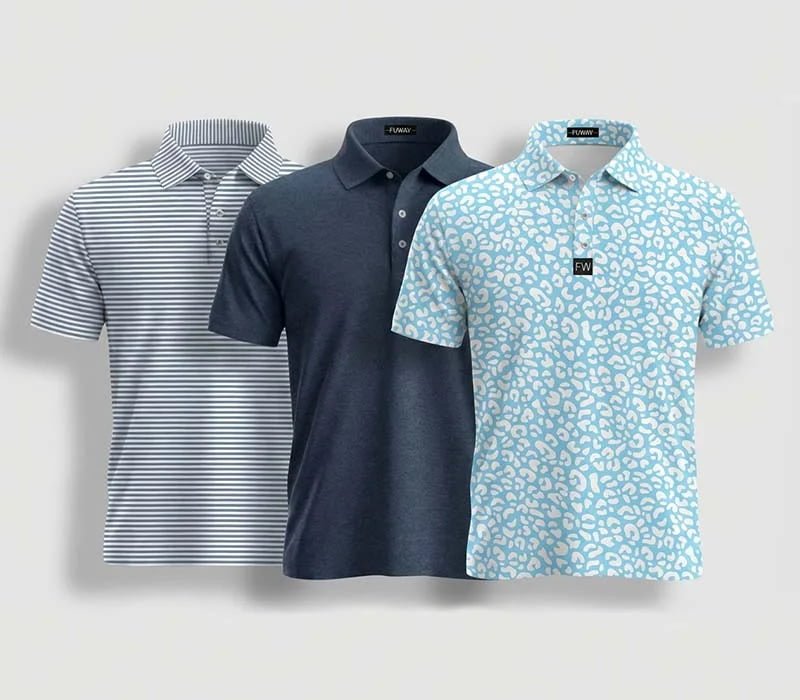 Custom golf polo shirts manufactured by FUWAY
