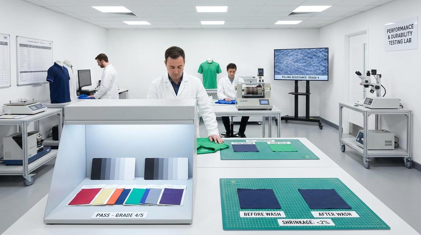 quality testing for golf polo durability golf polo performance testing