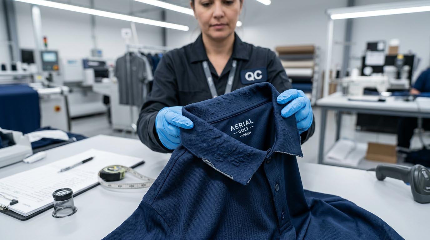 Golf polo collar fusing process polo collar fusing process