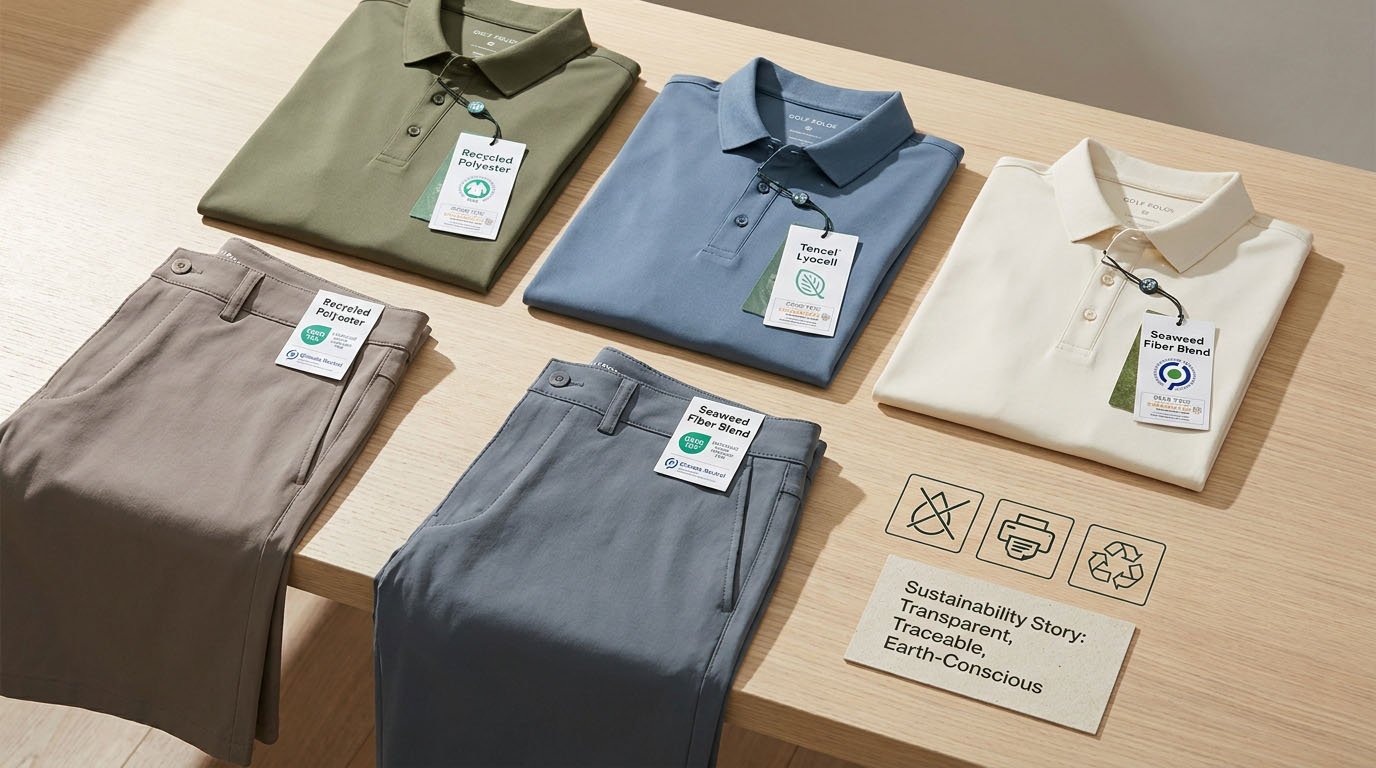 recycled and bio-based fabrics for golf clothing sustainable golf apparel materials