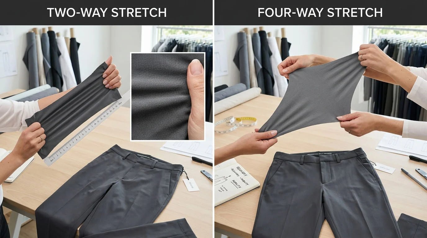 2 way vs 4 way stretch golf pants fabric