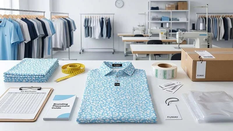 Approved golf polo sample compared with bulk production quality