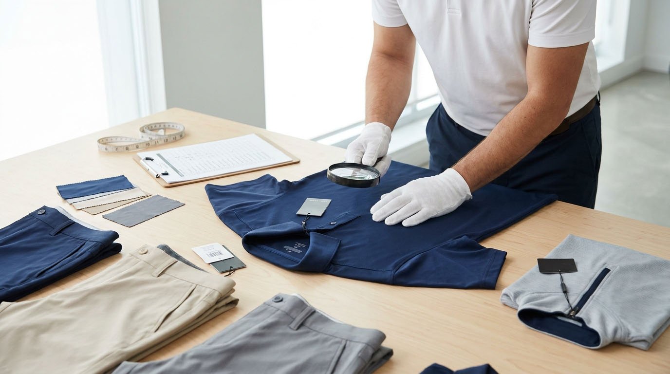 golf polo collar construction and performance fabric quality inspection