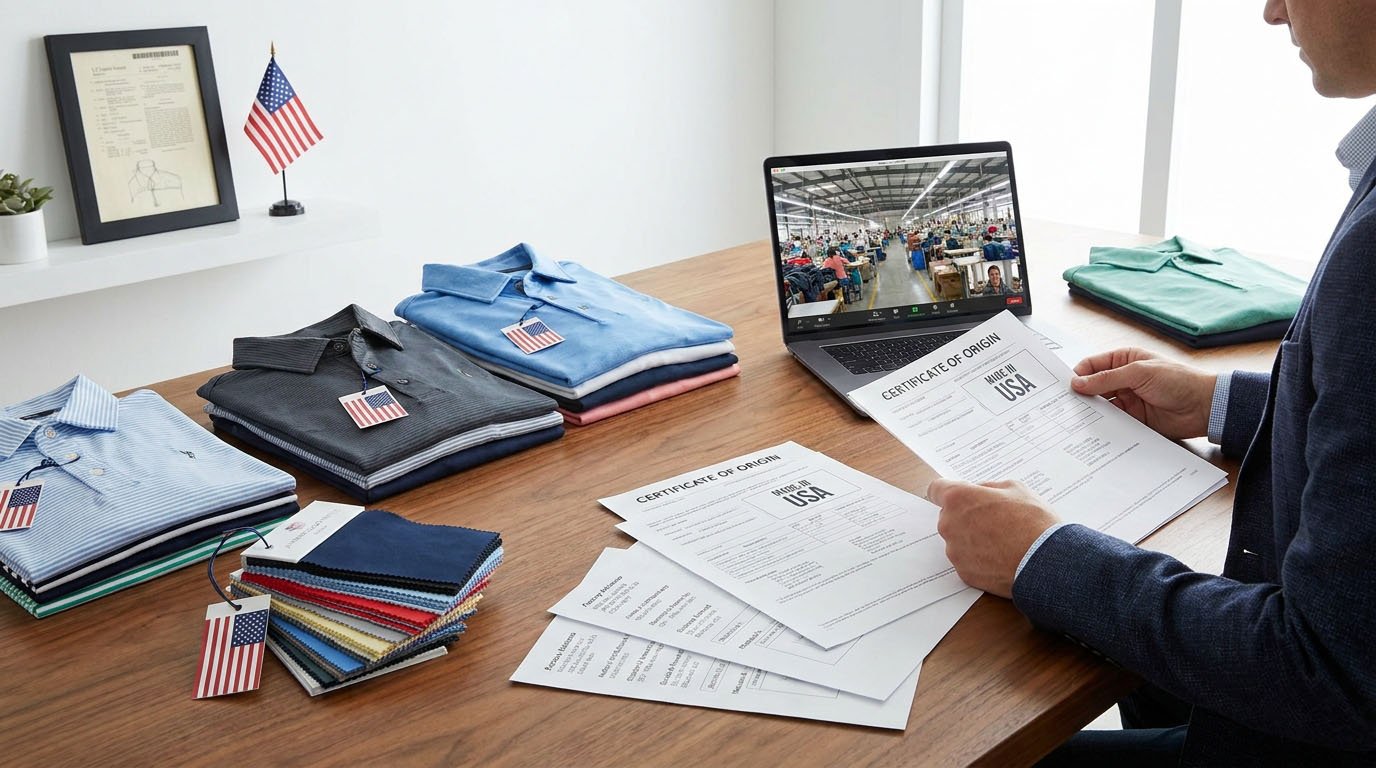 verifying production location and country of origin for USA golf apparel manufacturers