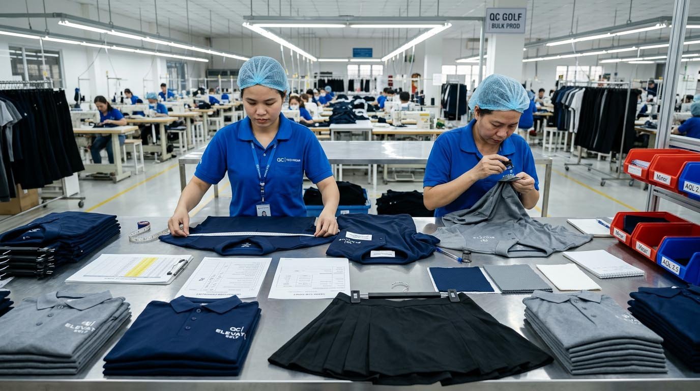 Golf Apparel Bulk Production Quality Control Golf apparel bulk production quality control