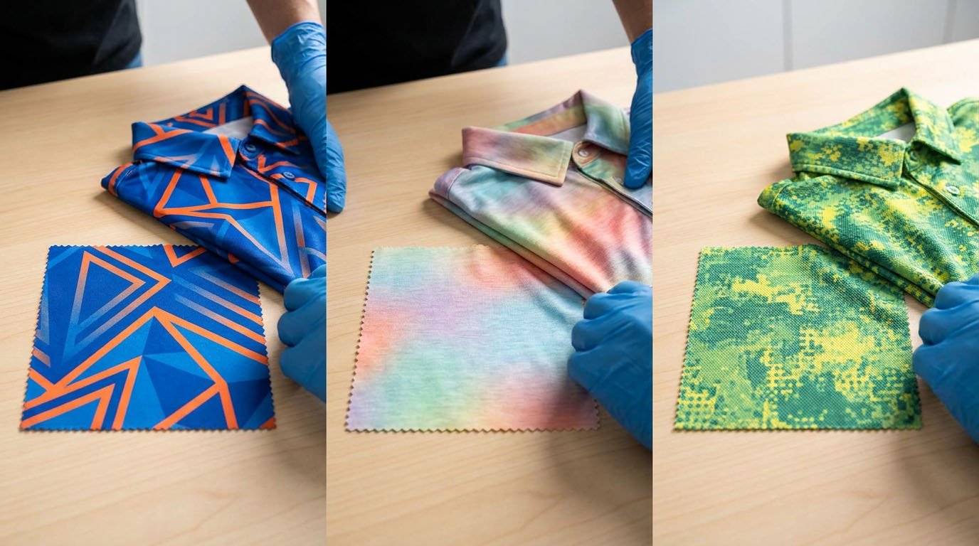 Interlock jersey and pique polyester fabrics for sublimated golf shirts