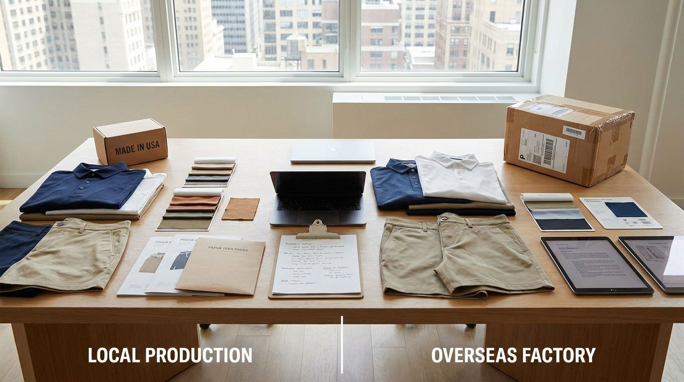 Local vs Overseas Golf Apparel Manufacturing Local golf apparel manufacturer vs overseas factory sourcing comparison