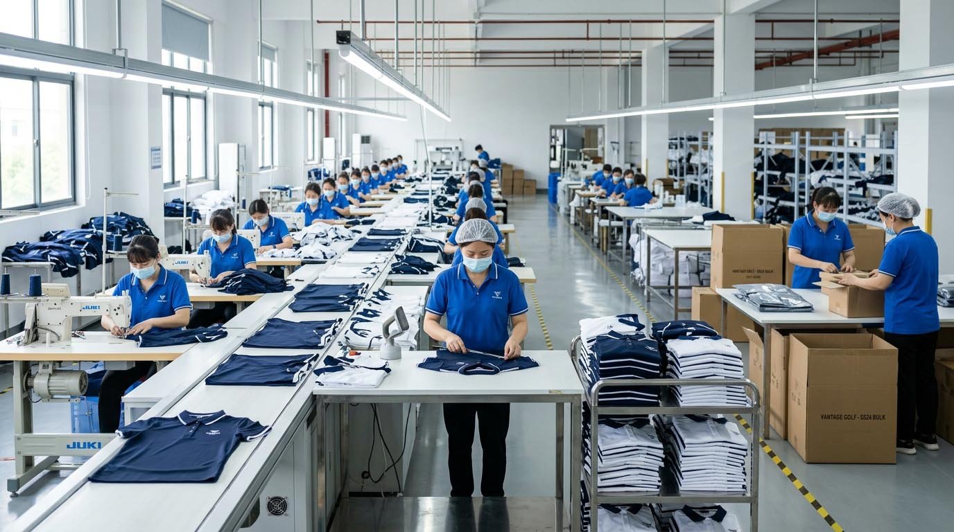custom golf apparel bulk production factory