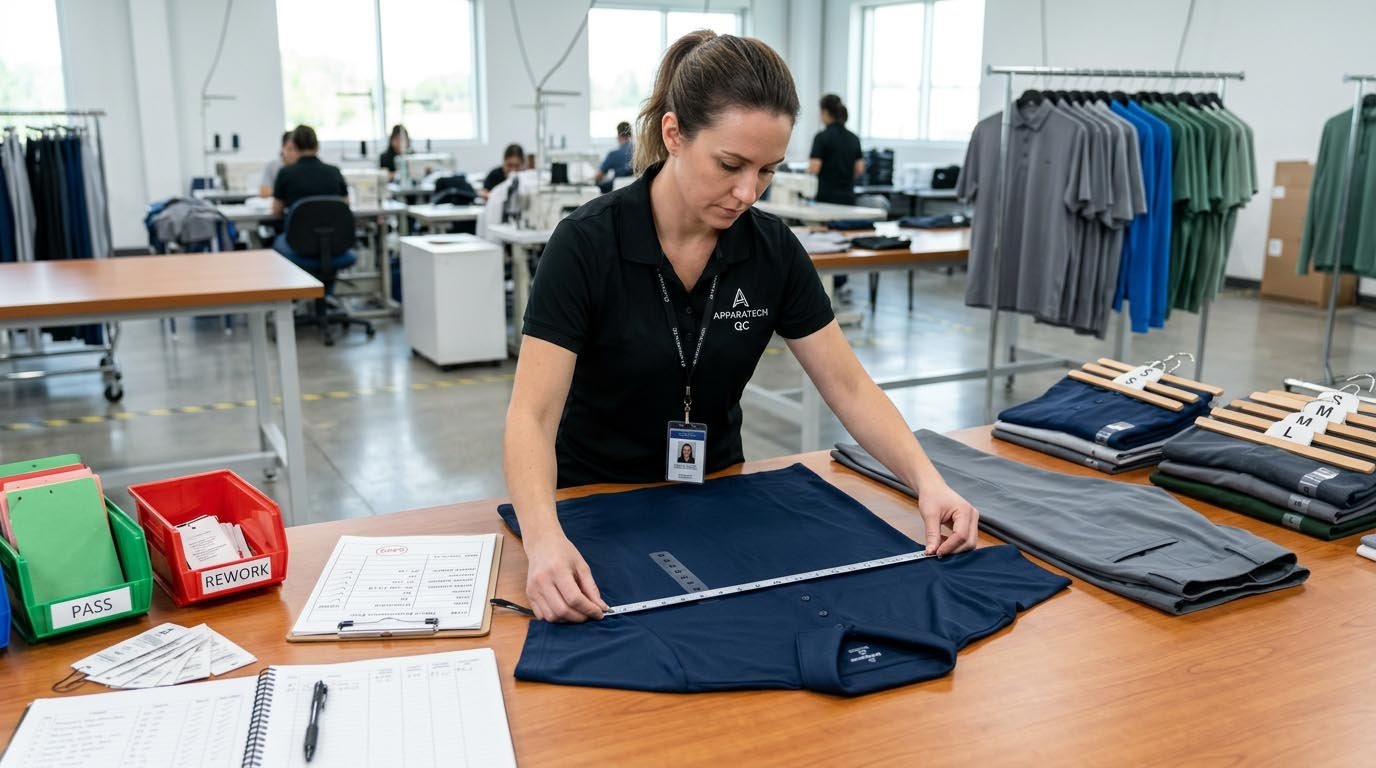 Golf Apparel In-Line Measurement Inspection golf apparel inline measurement inspection