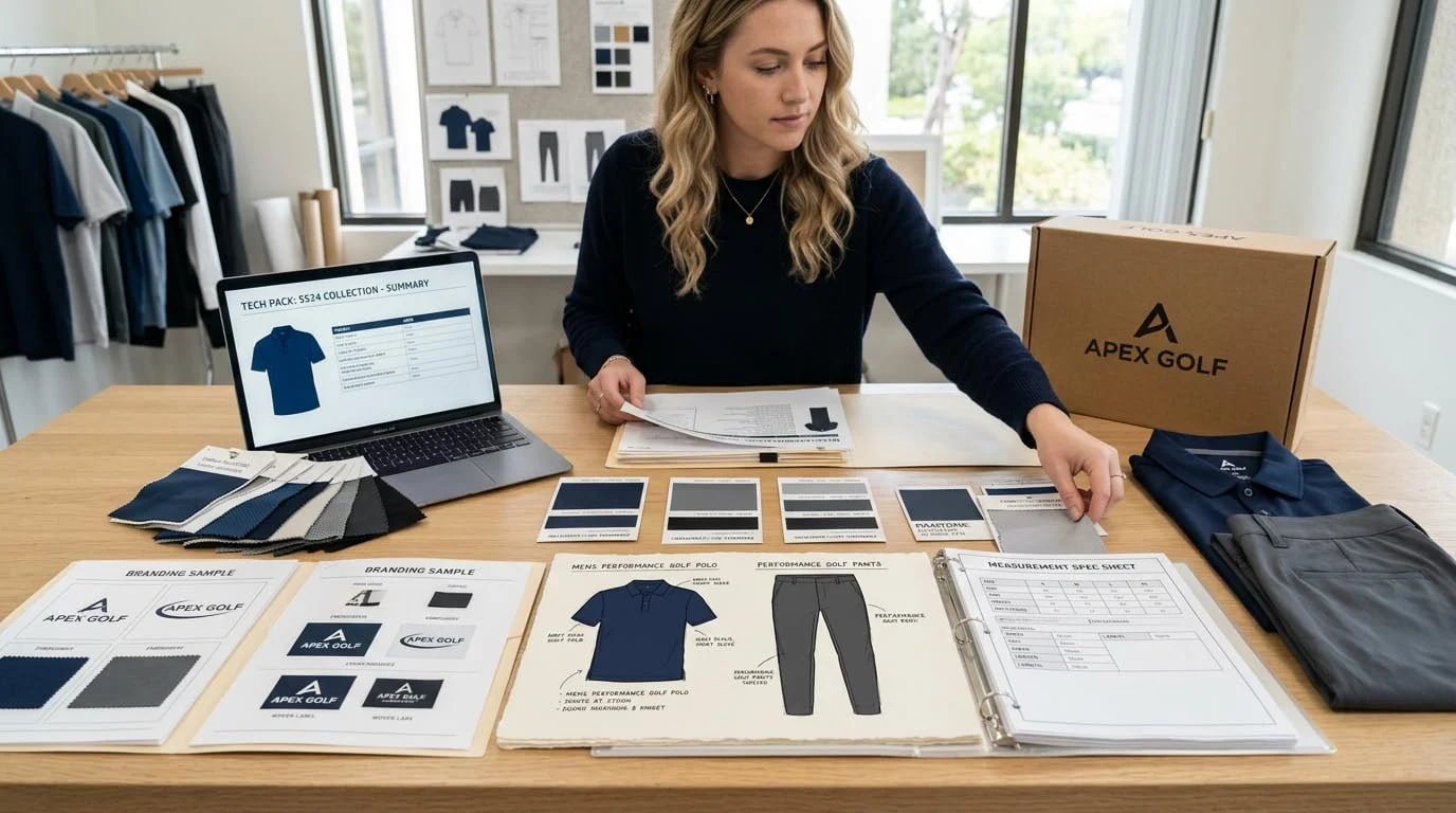 golf apparel product brief and tech pack preparation