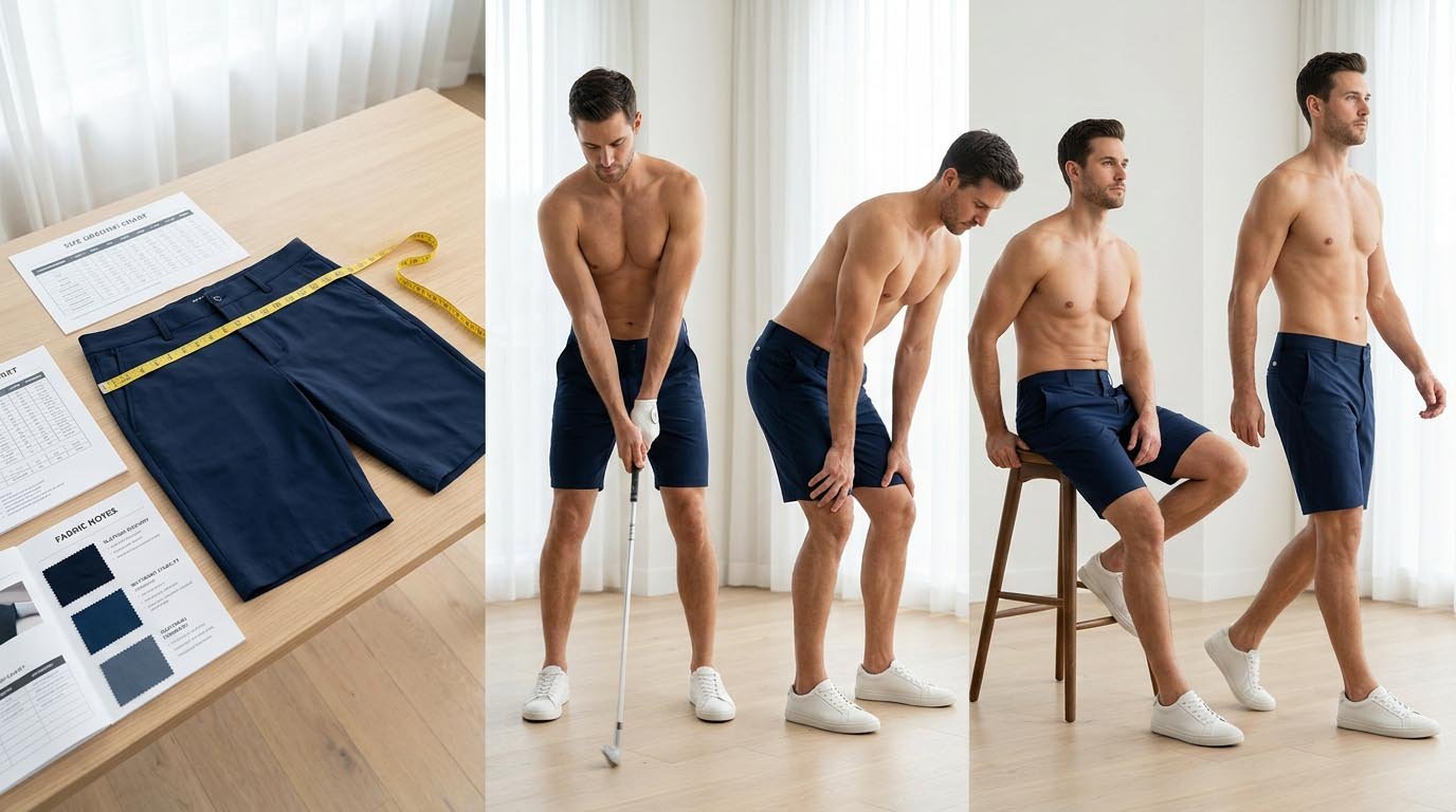 golf shorts fit measurement and size grading checklist